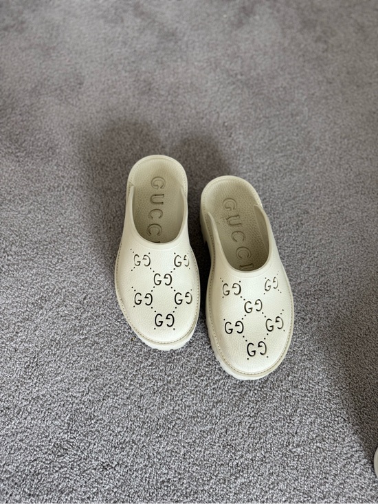 Gucci Shoes - AUTHENTIC GUCCI rubber monogram GG go through platform slide clogs